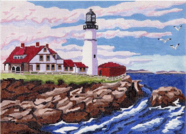 click here to view larger image of Lighthouse Scene    (hand painted canvases)