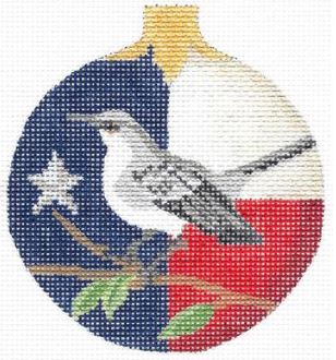 click here to view larger image of Lone Star Mockingbird Round Ornament (hand painted canvases)