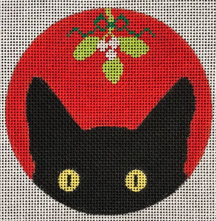 click here to view larger image of Mistletoe Kitty Ornament (hand painted canvases)