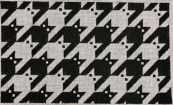 click here to view larger image of Houndstooth Kitty Wristlet - Black/White  (hand painted canvases)