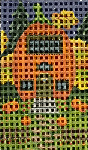 click here to view larger image of Pumpkin House - RicRac Window (hand painted canvases)