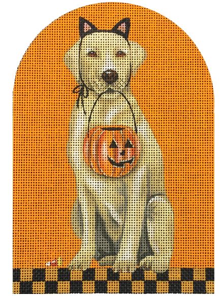 click here to view larger image of Halloween Yellow Lab (hand painted canvases)