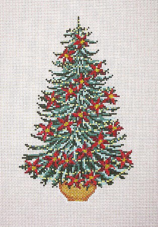 click here to view larger image of Poinsettia Garland Christmas Tree (hand painted canvases)
