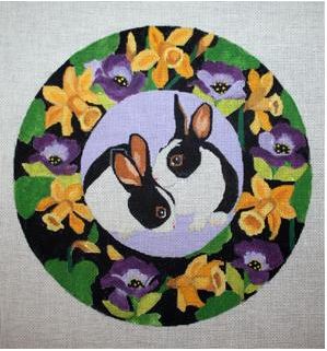 click here to view larger image of Double Bunny Wreath (hand painted canvases)