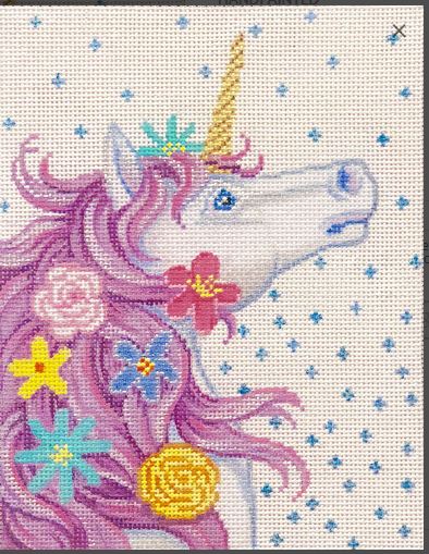 click here to view larger image of Unicorn with Flowers (hand painted canvases)