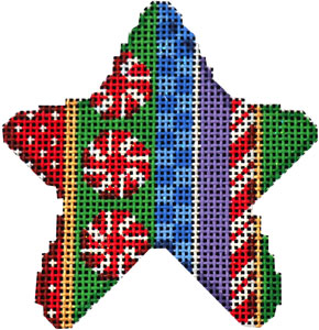 click here to view larger image of Peppermint Stripe Mini Star (hand painted canvases)