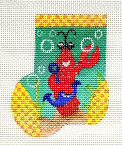 click here to view larger image of Crazy Crayfish Munchkin-Sock (hand painted canvases)