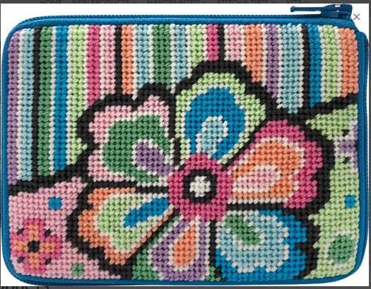click here to view larger image of Pastel Floral on Stripes - Stitch & Zip (hand painted canvases)