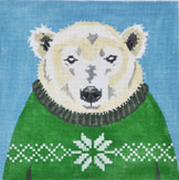 click here to view larger image of Holiday Sweater Polar Bear (hand painted canvases)
