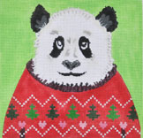 click here to view larger image of Holiday Sweater Panda (hand painted canvases)