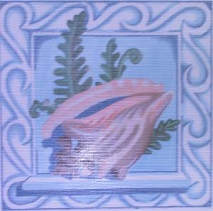 click here to view larger image of Conch Shell w/Border (hand painted canvases)