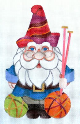 click here to view larger image of Knitting Gnome (hand painted canvases)
