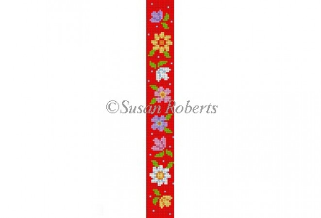click here to view larger image of Flowers Key Fob (hand painted canvases)