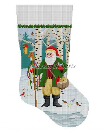 click here to view larger image of Santa Feeding the Birds Stocking (hand painted canvases)