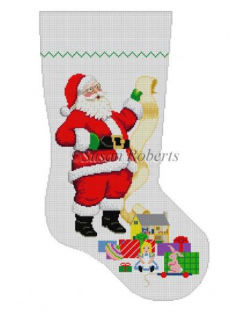 click here to view larger image of Santa With List - Girl Toys (hand painted canvases)