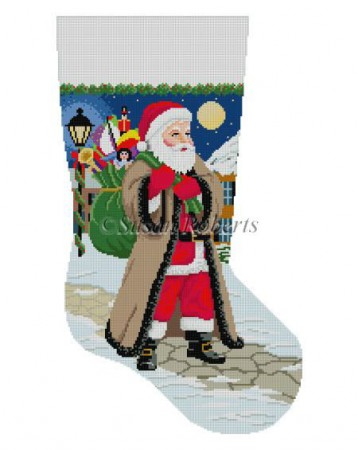 click here to view larger image of Santa Coming Up Sidewalk (hand painted canvases)