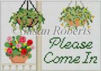 click here to view larger image of Please Come In - Hanging Baskets (hand painted canvases)
