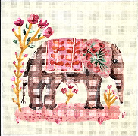 click here to view larger image of Elephant with Pink Blanket (hand painted canvases 2)