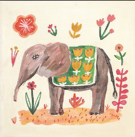 click here to view larger image of Elephant with Green Blanket (hand painted canvases 2)