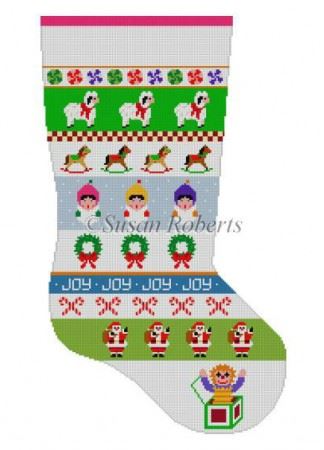click here to view larger image of Caroler Stripe Stocking (hand painted canvases)