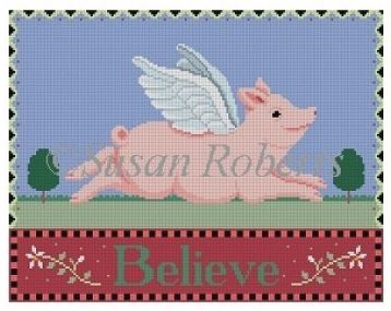 click here to view larger image of Flying Pig  (hand painted canvases)