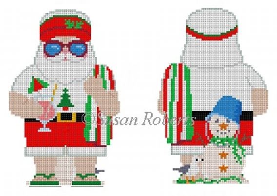 click here to view larger image of Beach Santa - 2 sided (hand painted canvases)