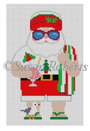 click here to view larger image of Beach Santa - Front Only (hand painted canvases)