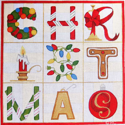 click here to view larger image of Christmas Squares (hand painted canvases)