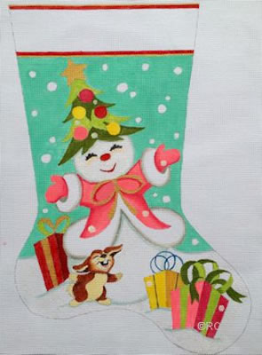 click here to view larger image of Snowlady Stocking (hand painted canvases)