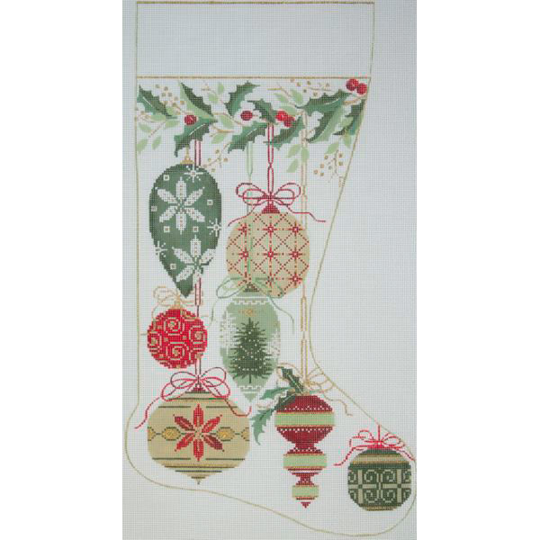 click here to view larger image of Natural Color Ornaments Stocking (hand painted canvases)