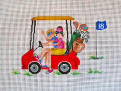 click here to view larger image of Golf Cart and Gals (hand painted canvases)