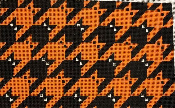 click here to view larger image of Houndstooth Kitty Wristlet - Black/Orange (hand painted canvases)