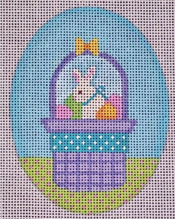 click here to view larger image of Bunny in Basket Ornament (hand painted canvases)
