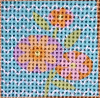 click here to view larger image of Spring Deco Square Coaster - Floral (hand painted canvases)