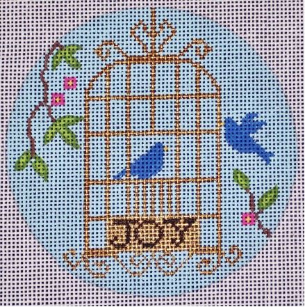 click here to view larger image of Joy Small Birdcage Ornament (hand painted canvases)