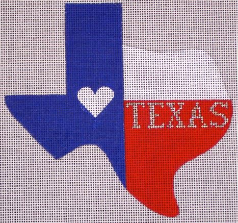 click here to view larger image of Heart Texas - Texas State Ornament (hand painted canvases)