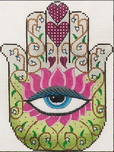 click here to view larger image of Hamsa Eye in Pink (hand painted canvases)