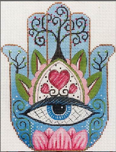 click here to view larger image of Hamsa Eye in Blue (hand painted canvases)