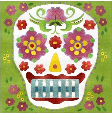 click here to view larger image of Blue Tooth Sugar Skull (hand painted canvases)
