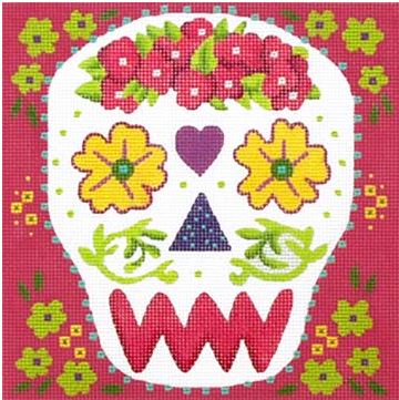 click here to view larger image of Yellow Eyes Sugar Skull (hand painted canvases)