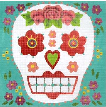 click here to view larger image of Red Head Sugar Skull (hand painted canvases)