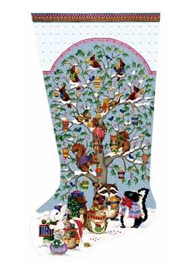 click here to view larger image of Woodland Christmas Stocking (hand painted canvases)