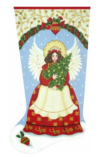 click here to view larger image of Golden Star Angel Stocking (hand painted canvases)