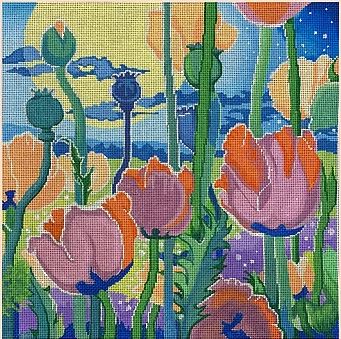 click here to view larger image of Moonlit Poppy Garden (hand painted canvases)