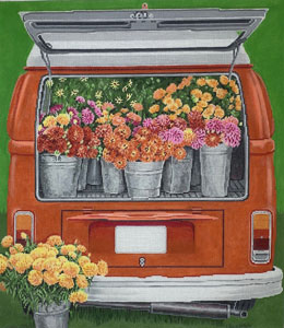 click here to view larger image of Wagon Bloomfull (hand painted canvases)