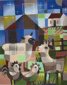 click here to view larger image of Barnyard at Night  (hand painted canvases)