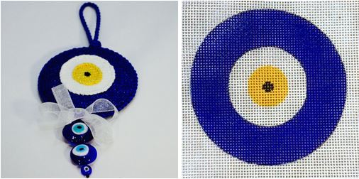 click here to view larger image of Evil Eye w/ Beads (hand painted canvases)