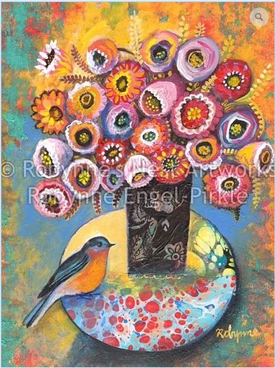 click here to view larger image of Bluebird w/Bouquet (hand painted canvases)