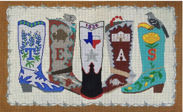 click here to view larger image of Texas Boots (hand painted canvases)