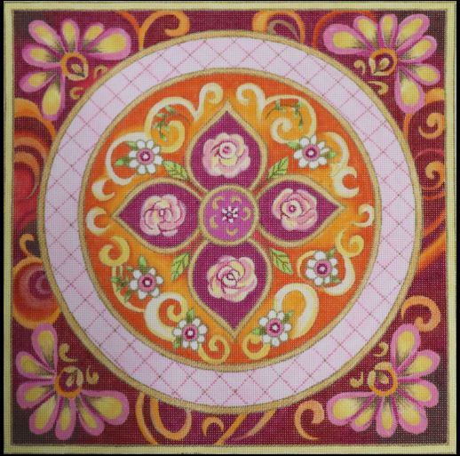 click here to view larger image of Pink Medallion (hand painted canvases)